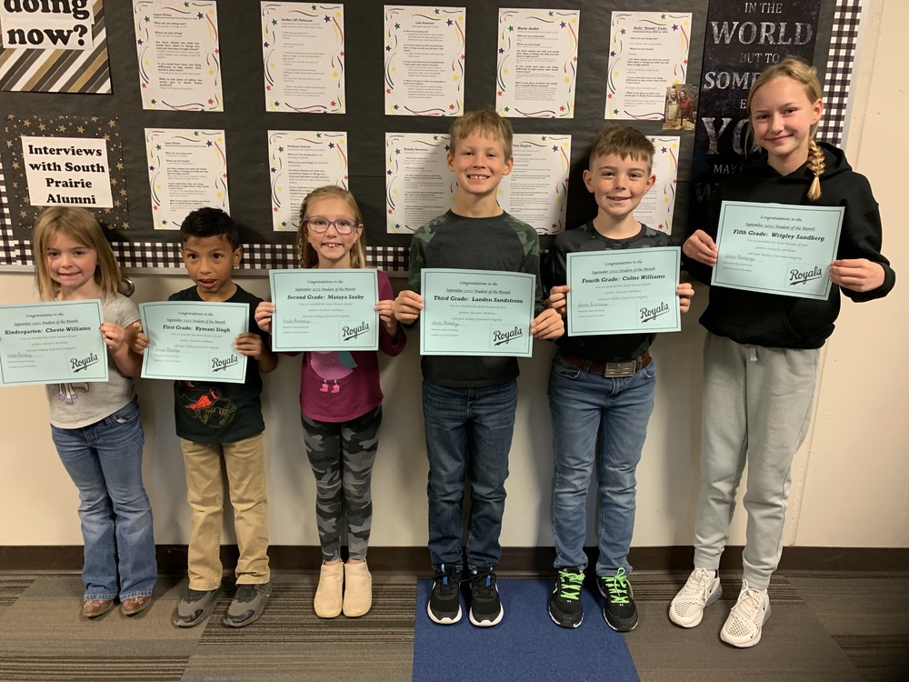 September Students of the Month and ROCK Winners! | South Prairie ...